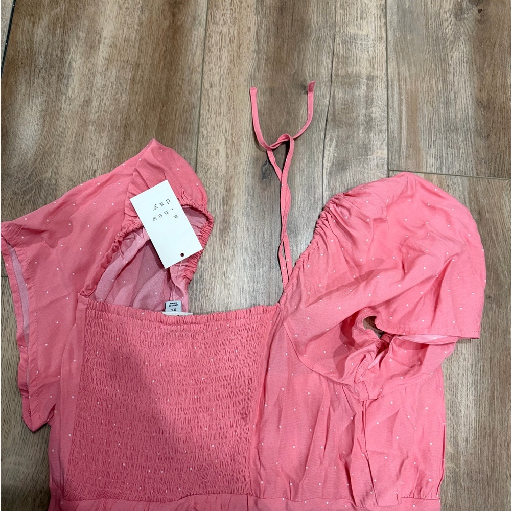 A New Day Midi Sundress Coral Polka Dot size XL - Picture 2 of 8